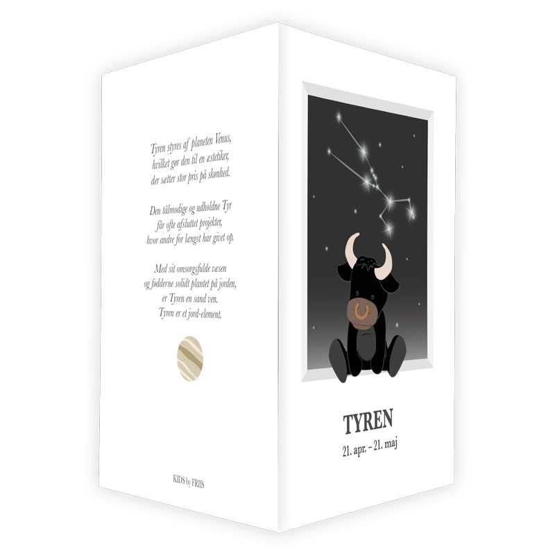 Kids by Friis - A6 Dobbeltkort og kuvert med stjernetegn, Tyren