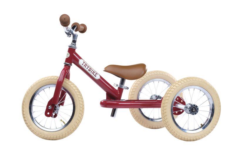 Trybike balancecykel i metal med 3 hjul vintage rød retro Lille cykel til pynt