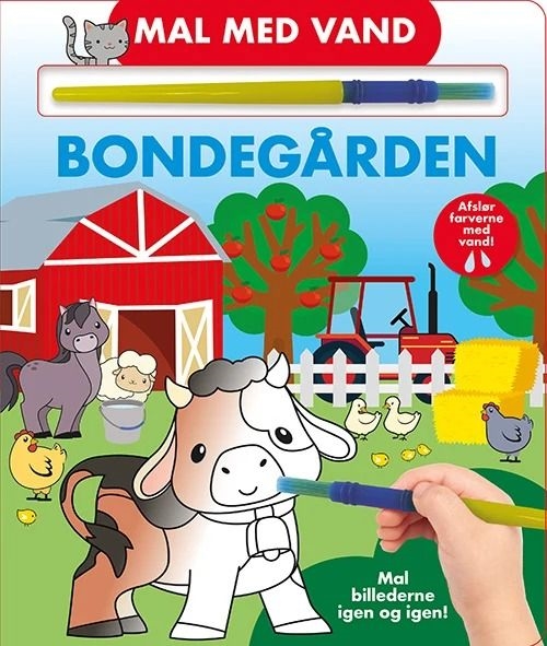 Mal med vand - Bondegården papbog med tilhørende pensel og motiver af bondegårdsdyr.