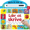 Farverig Skriv og visk ud-papbog med titlen Lær at skrive og en tilhørende pen.