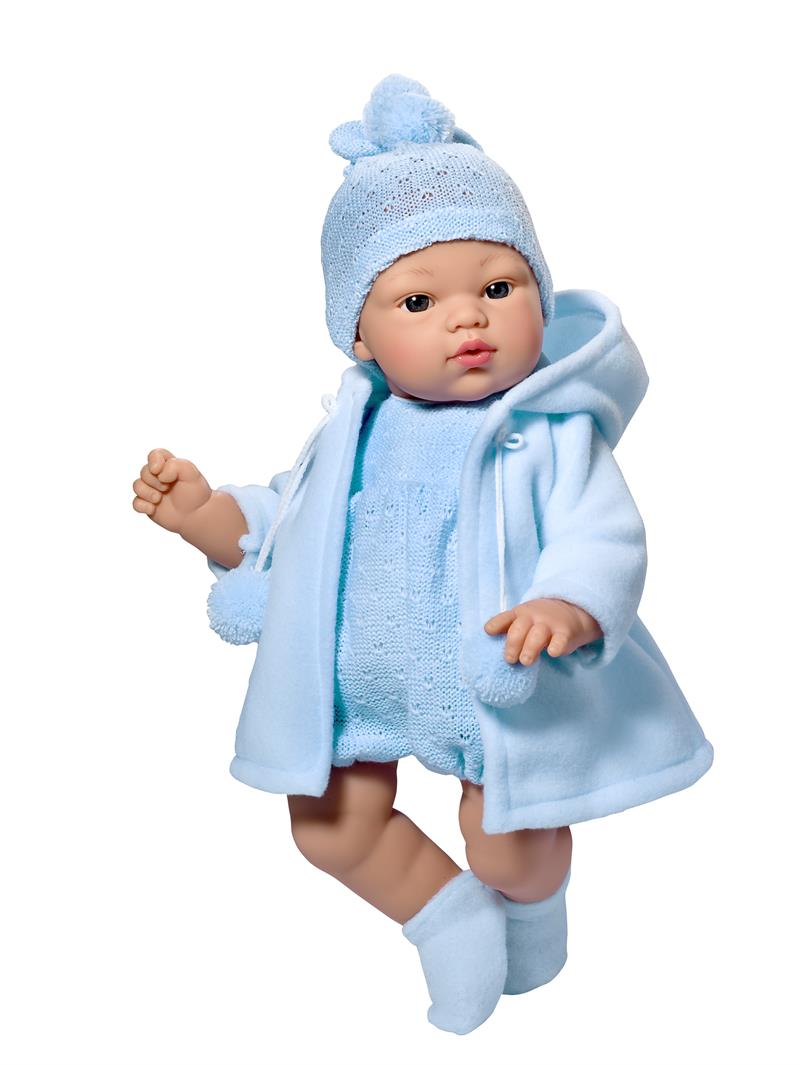 asi-dukke-koke-babypige-lyseblå-duffel-coat-lille-per-seng.dk