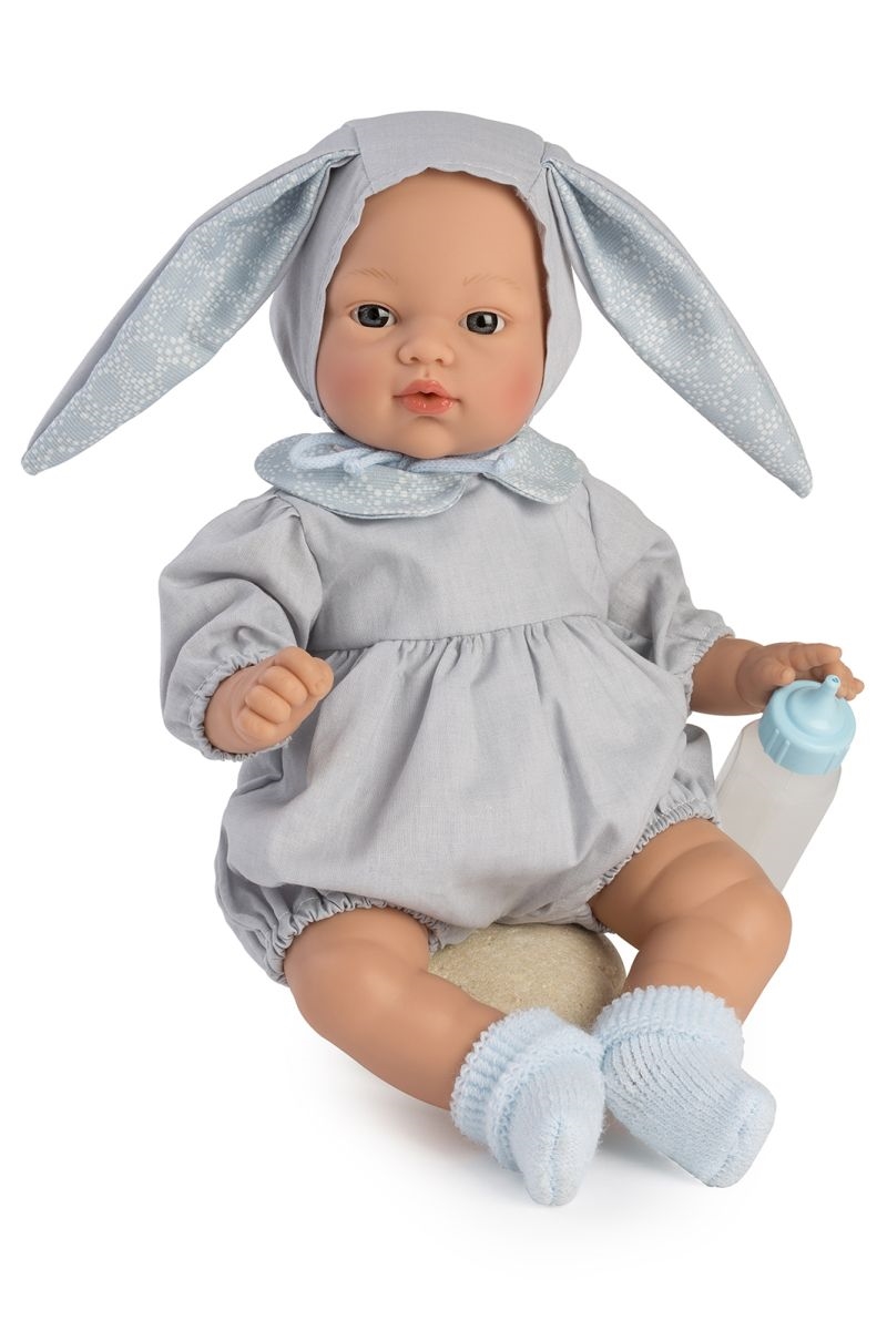 ASI - Koke babydreng 36 cm - Grå dragt og hætte med kaninører