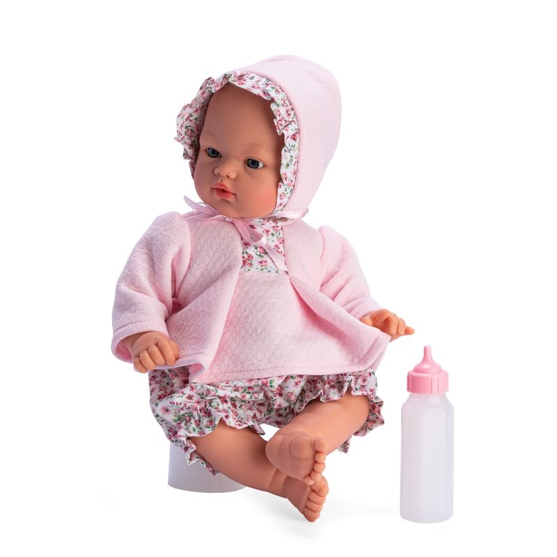 ASI - Koke babypige 36 cm - Med trøje og tøj i liberty print, samt sutteflaske