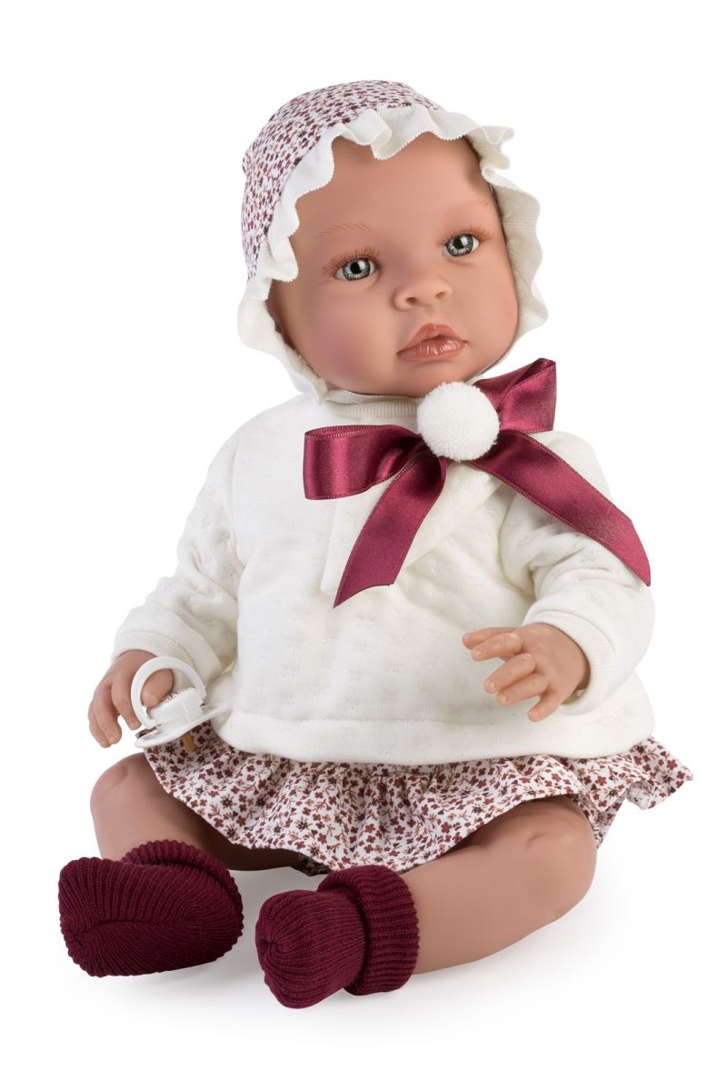 Asi - Leonora dukkebaby - Med søde blomstrede korte bukser, trøje og futter