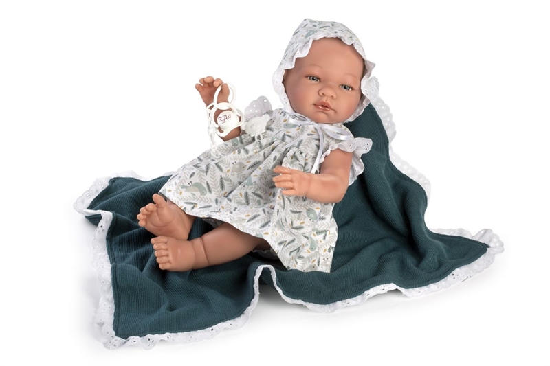 Asi - Maria - Babypige med kjole, kyse, tæppe og sut - 43 cm. 