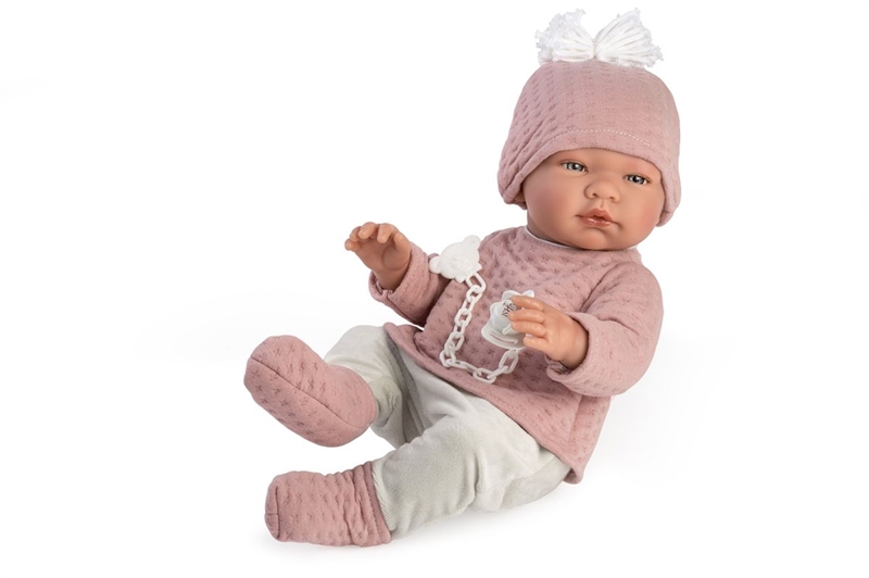 Asi - Maria - Babypige med quiltet bluse og hue samt sut - 45 cm. 