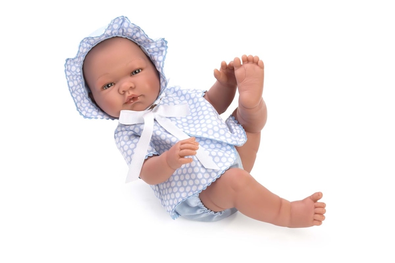 Asi - Pablo - Babydreng med prikket lyseblå dragt- 45 cm. 