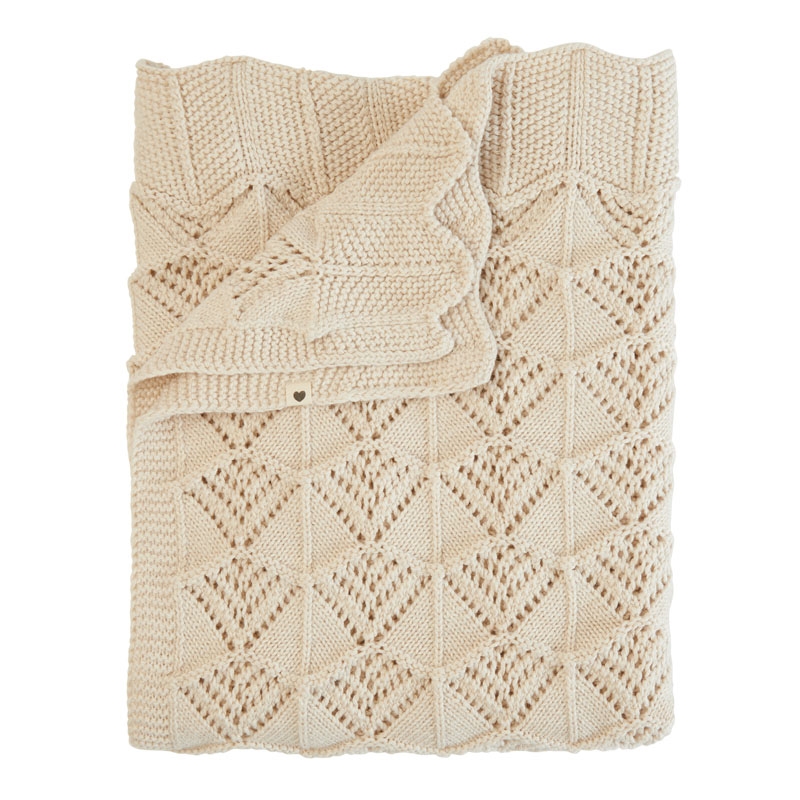 BIBS - Strikket tæppe Wavy, Ivory