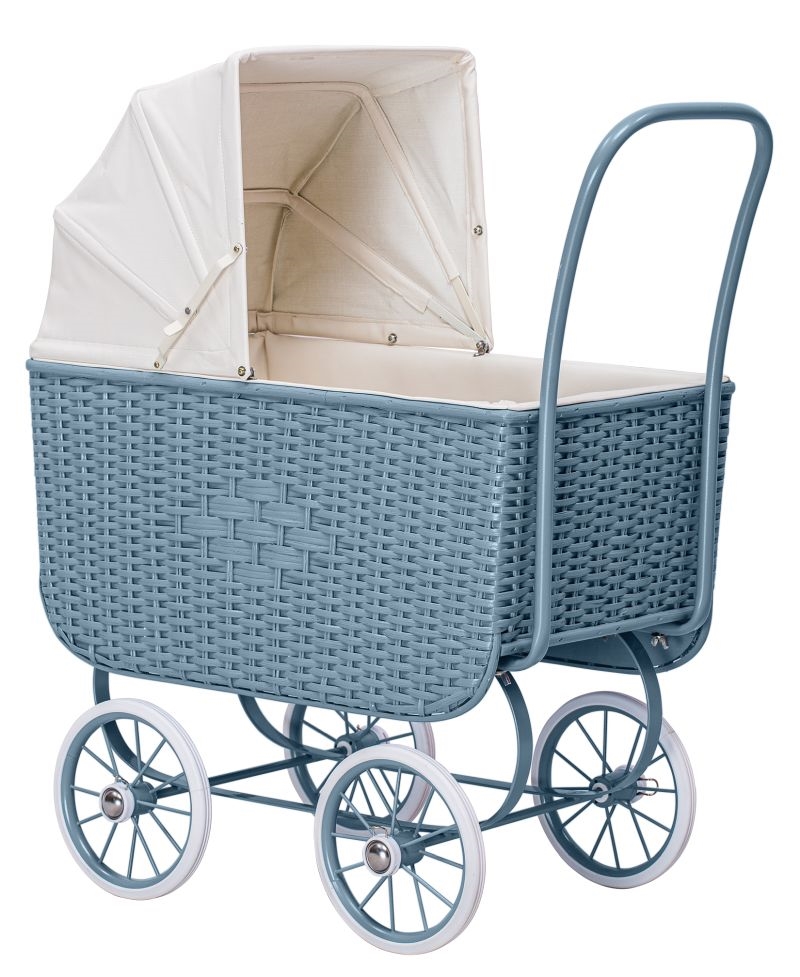 By ASTRUP - Dukkevogn - Retro Rattan - Blå