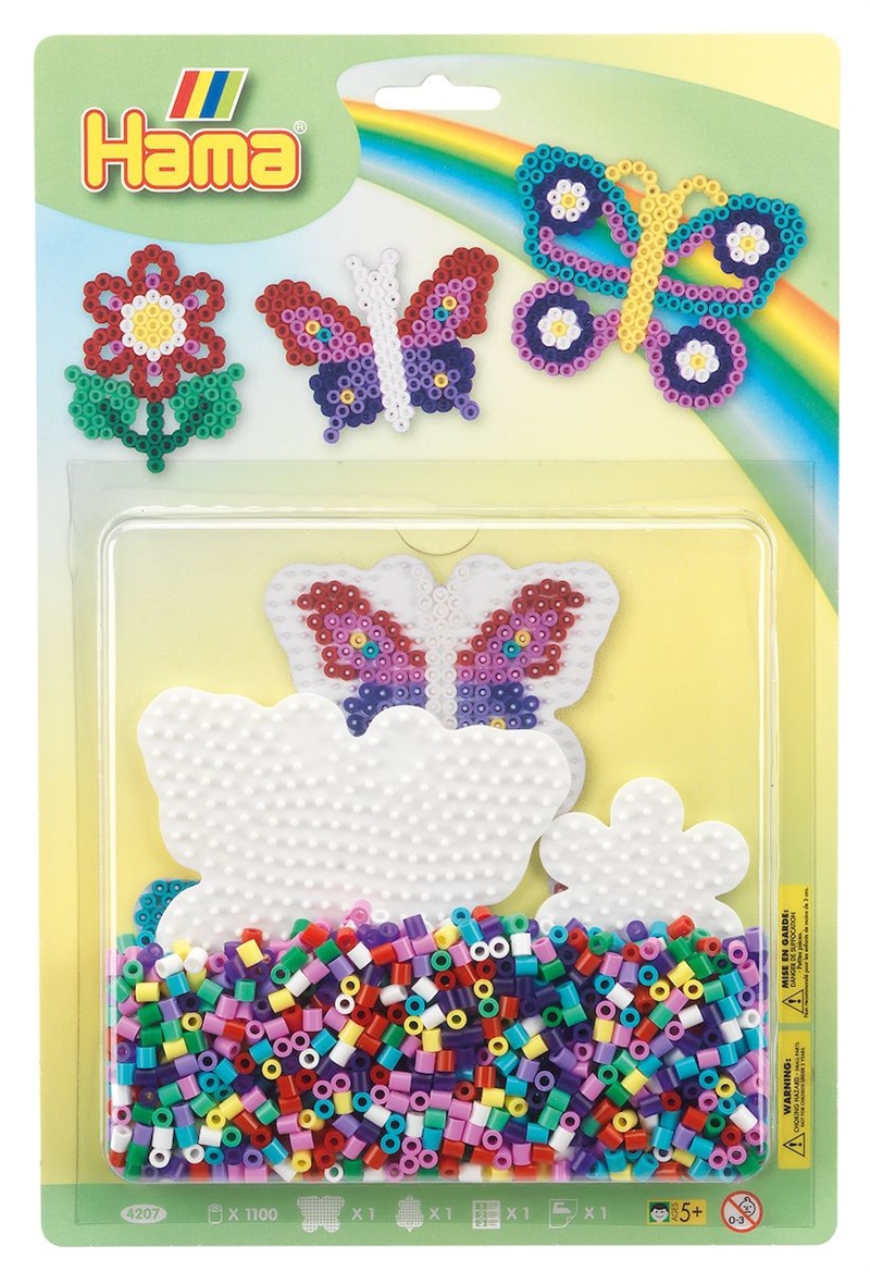 Hama Blisterpakning Midi perler, sommerfugl og blomst