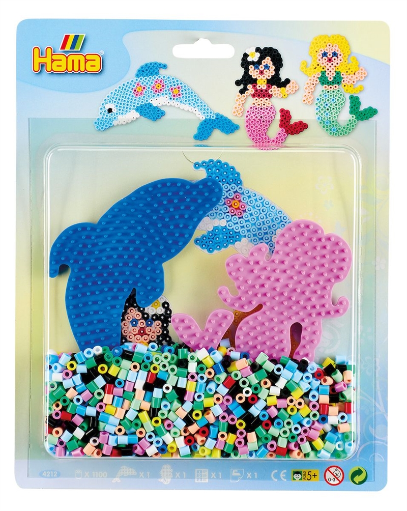 Hama Blisterpakning Midi perler, Delfin og Havfrue