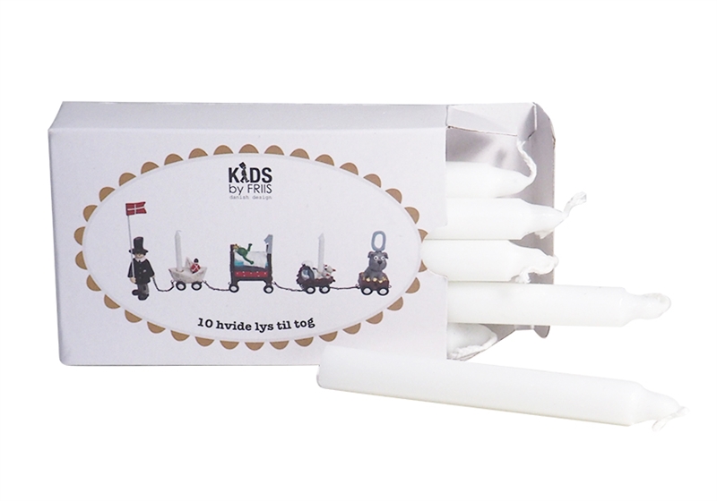 Kids by Friis, lys til fødselsdagstog - 10 stk. hvid