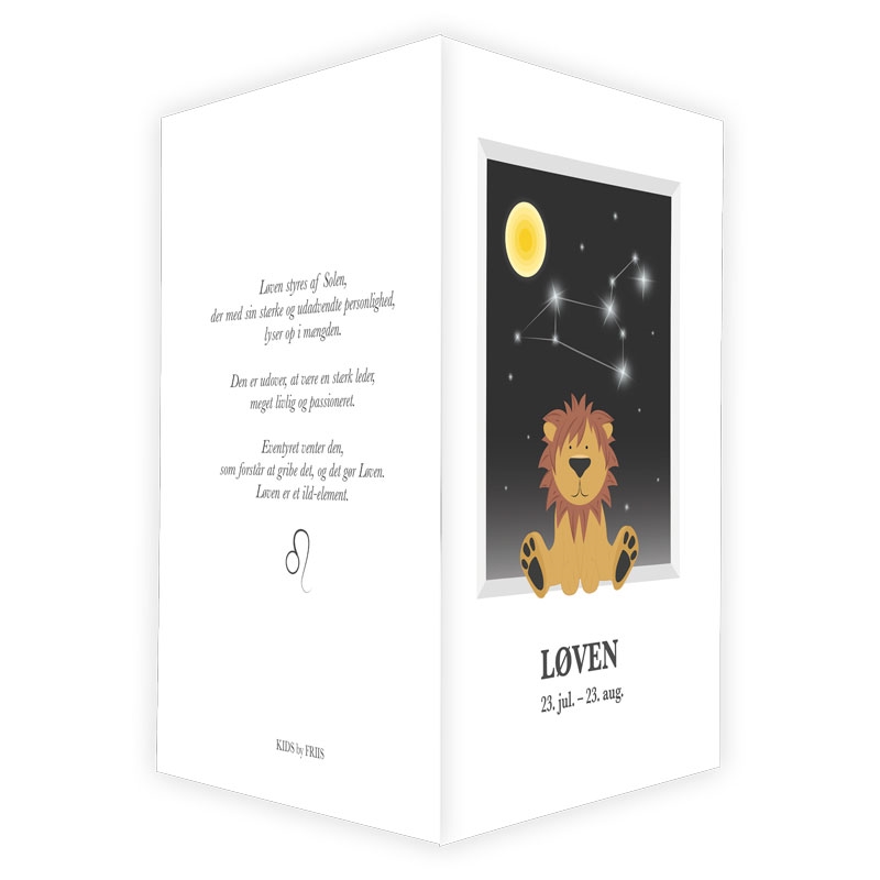 Kids by Friis - A6 Dobbeltkort og kuvert med stjernetegn,Løven