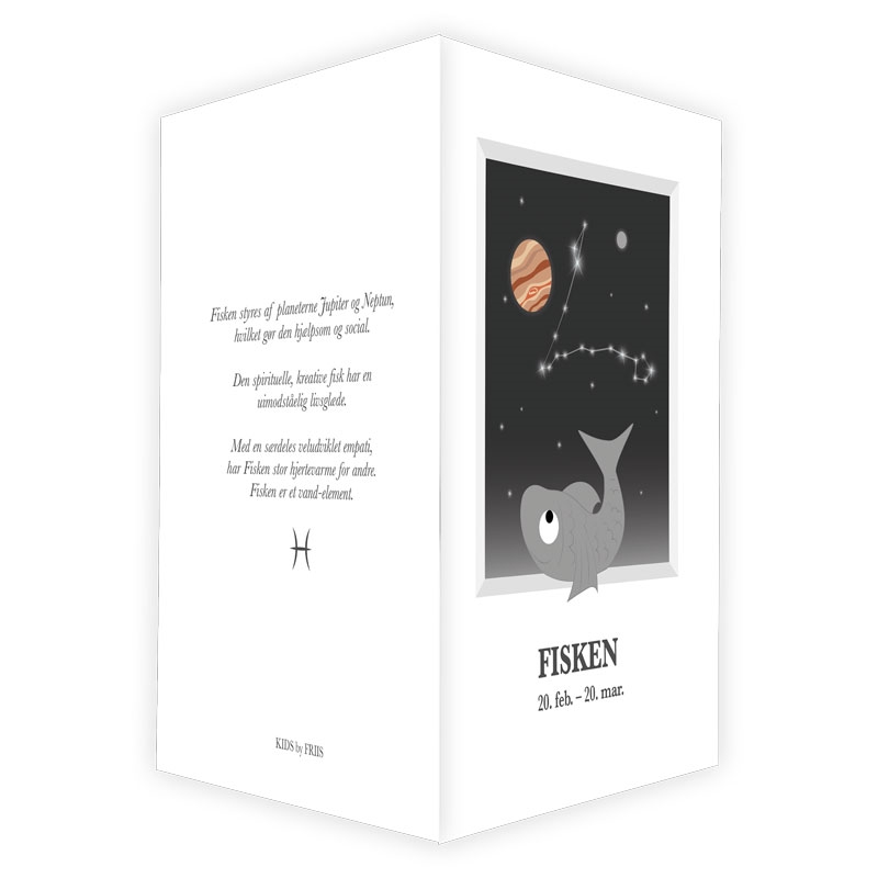 Kids by Friis - A6 Dobbeltkort og kuvert med stjernetegn,Fisken