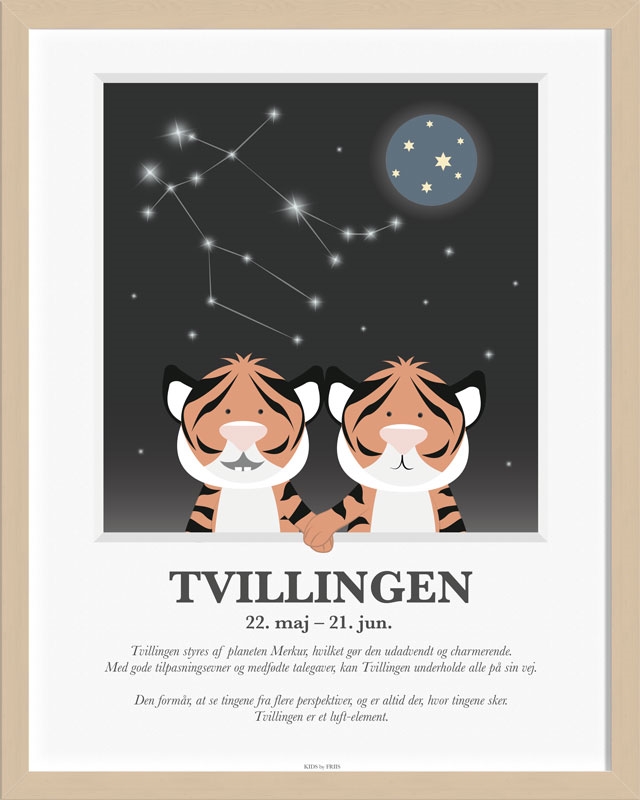 Kids by Friis - Plakat med stjernetegn, Tvillingen