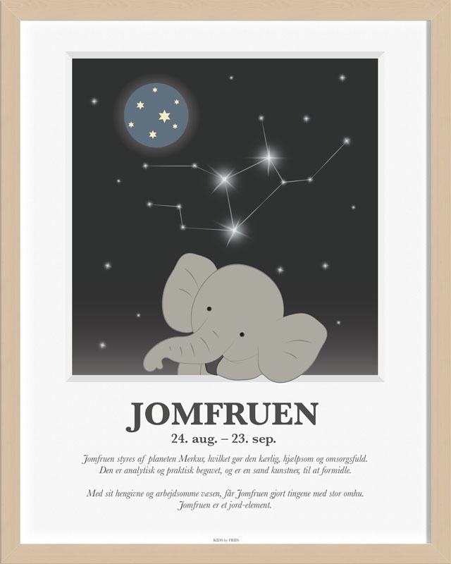 Kids by Friis - Plakat med stjernetegn, Jomfruen