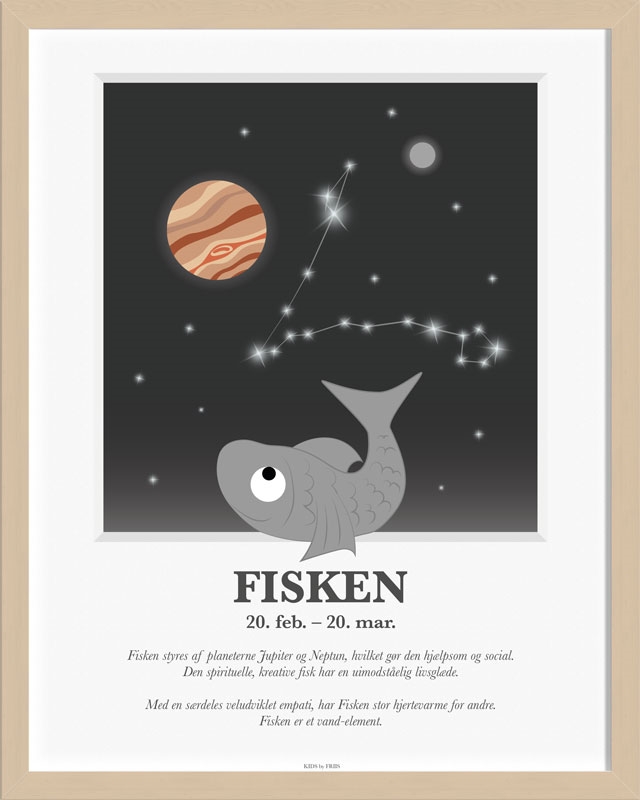 Kids by Friis - Plakat med stjernetegn, Fisken