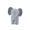 En lille, lyseblå badefigur af en elefant med mørkegrå ører