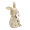 Natlampe formet som en kanin med en hvid blomst i munden, glatte og runde træk, børnevenligt design.