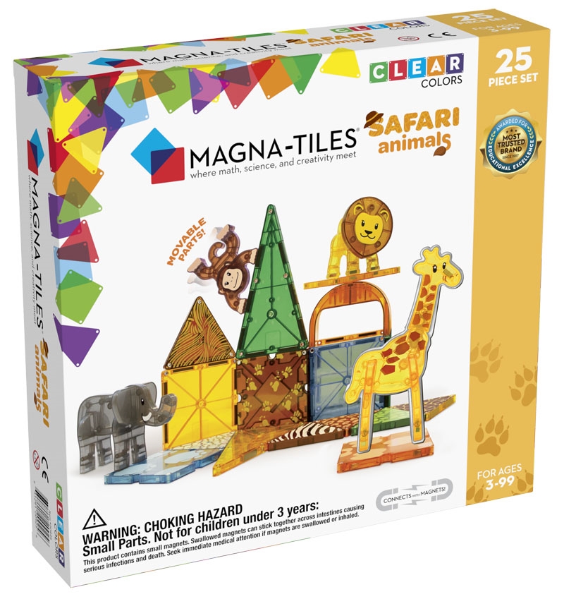 Magna-Tiles Animals Byggemagneter Safari - 25 dele, Clear Colours