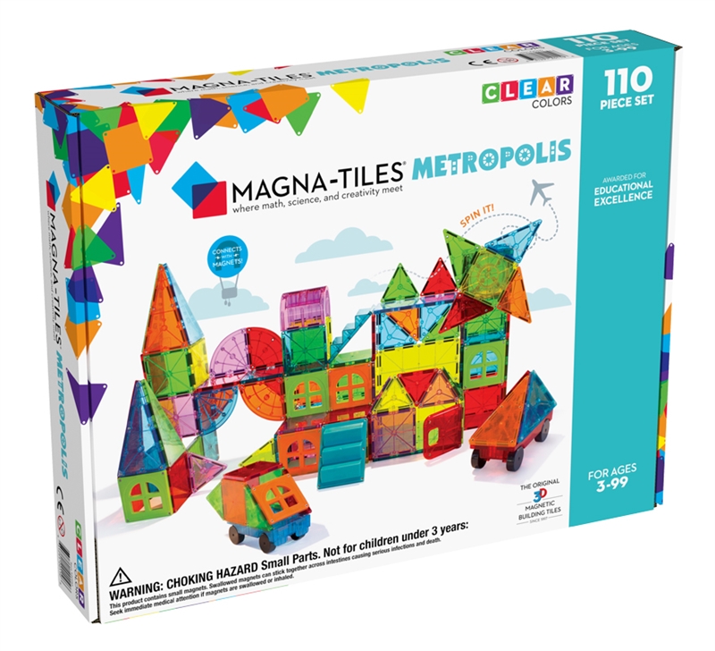Magna-Tiles Byggemagneter Metropolis, Clear Colors - 110 dele