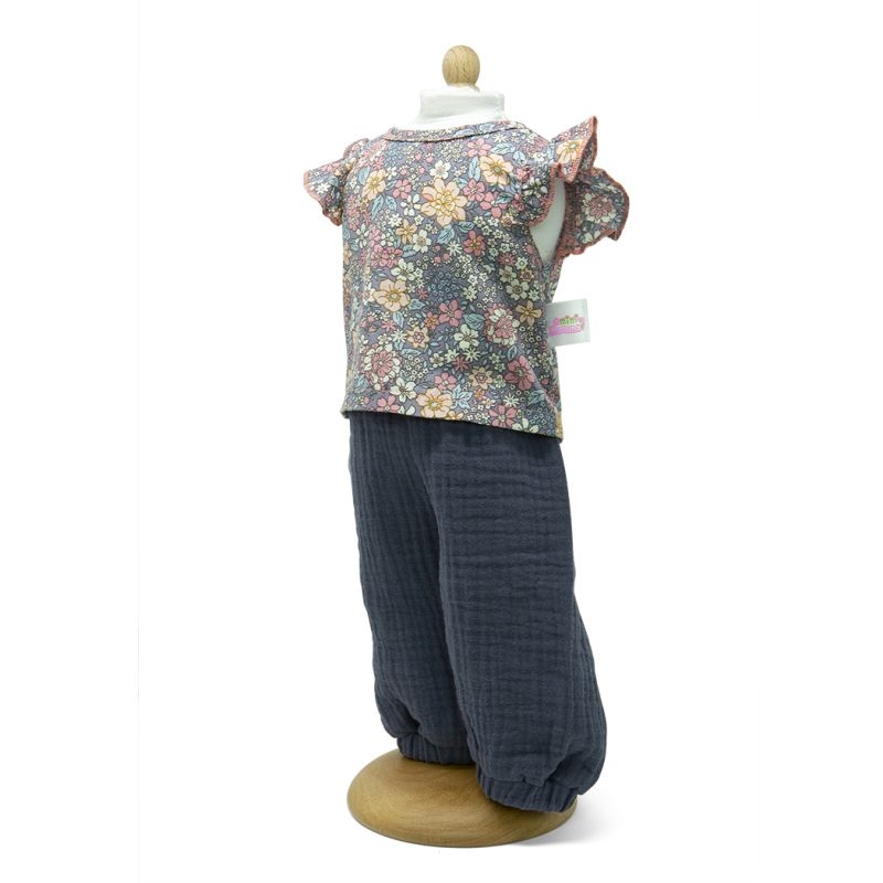 MaMaMeMo - Bukser med blomstret bluse - 42-46 cm