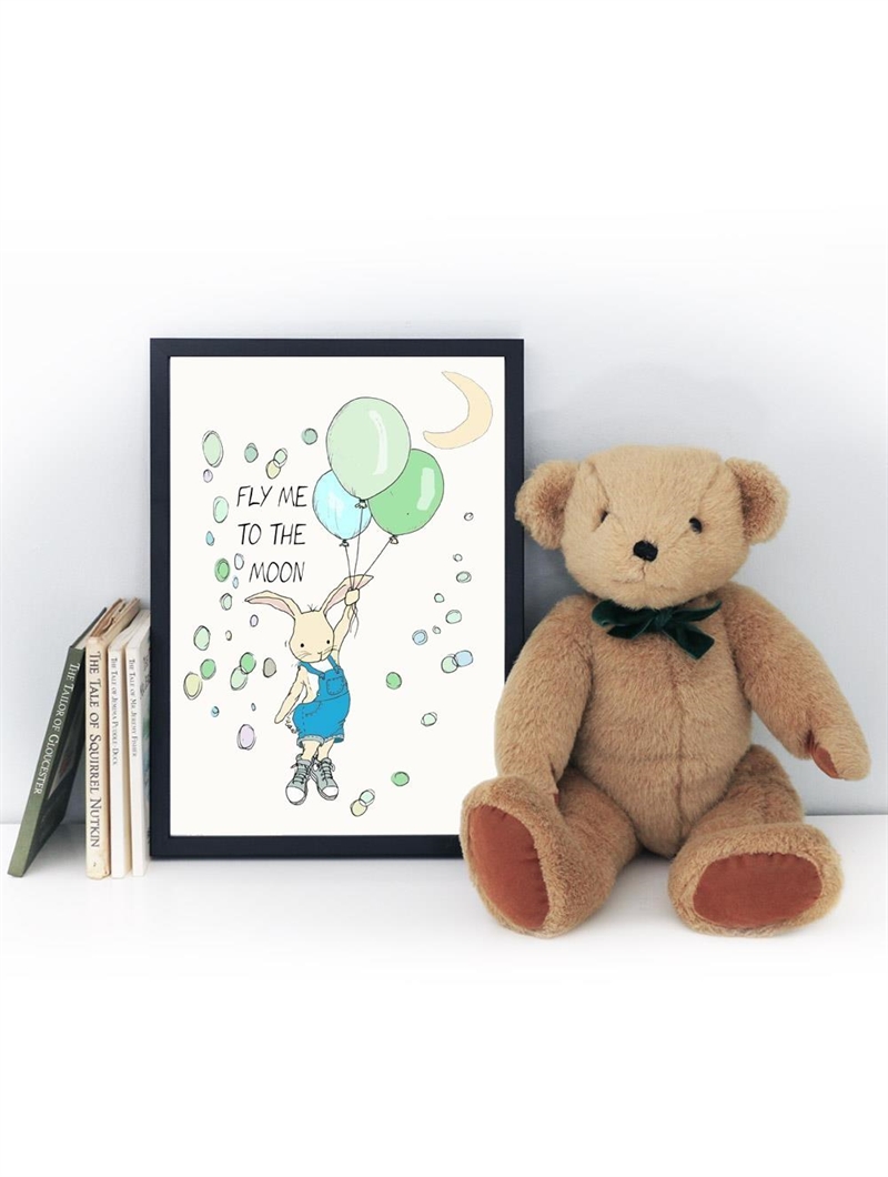 Mouse & Pen Plakat A4 - Fly me to the moon - Dreng