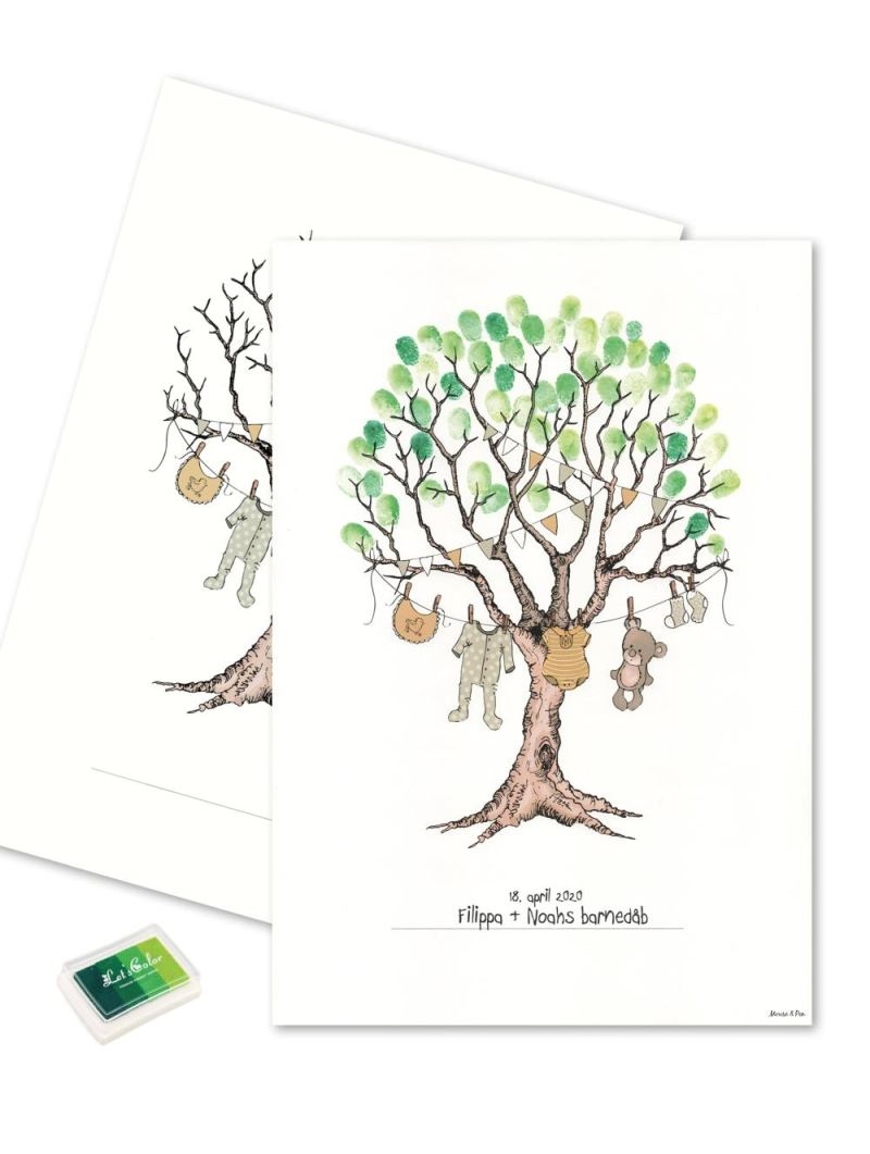 Mouse & Pen - Baby Fingerprint - Barnedåbs træ - Grøn