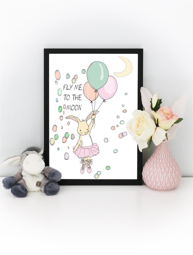 Mouse & Pen Plakat A4 - Fly me to the moon - Pige