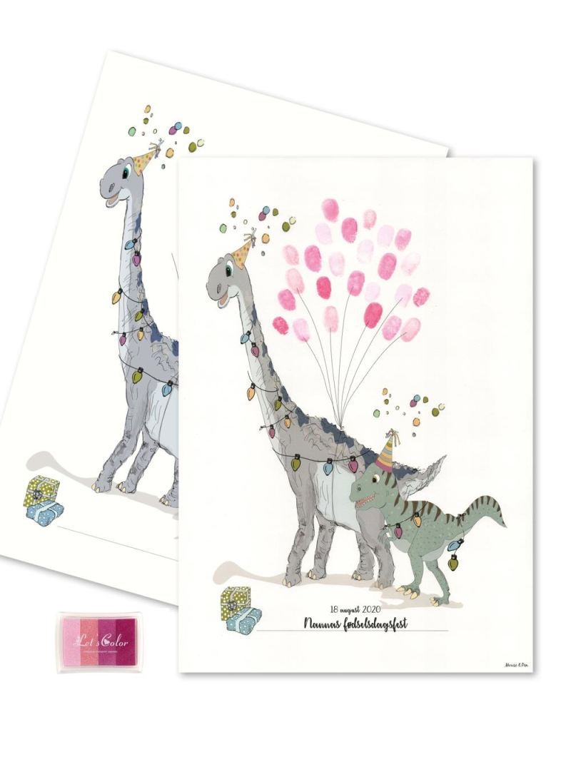 Mouse & Pen - Baby Fingerprint - Dino party - Pink