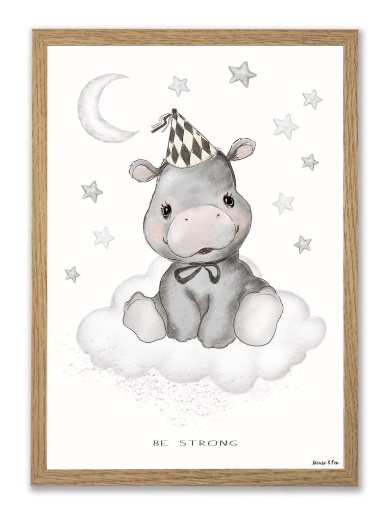 Mouse & Pen  A4 Plakat - Baby Flodhest