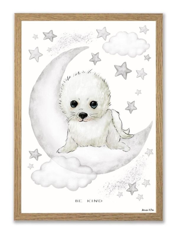 Mouse & Pen  A4 Plakat - Baby Sæl