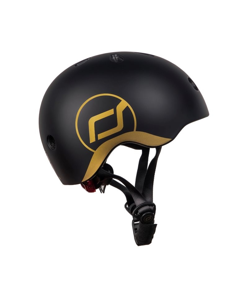 Scoot and Ride cykelhjelm med LED-lys, Black/Gold - str. XXS-S