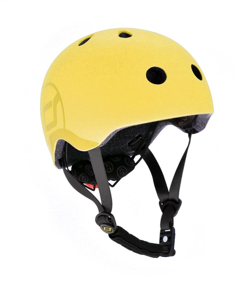 Scoot and Ride cykelhjelm med LED-lys, Lemon - str. S-M