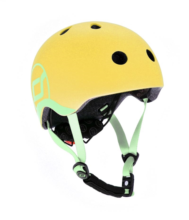 Scoot and Ride cykelhjelm med LED-lys, Lemon - str. XXS-S