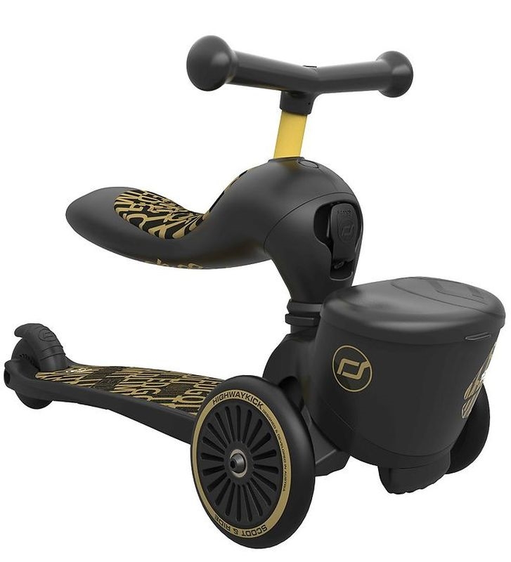Scoot and Ride - Highwaykick 1 - Black/Gold - 2-i-1 scooter og løbehjul