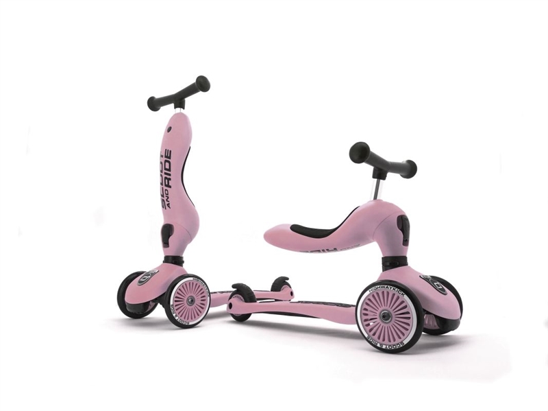 Scoot and Ride - Highwaykick 1 - Rosa - 2-i-1 scooter og løbehjul