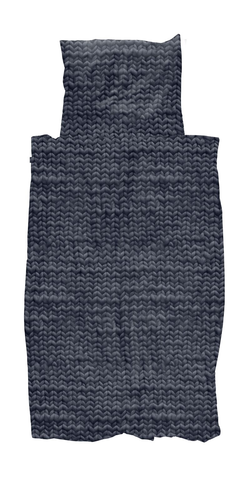 SNURK - Sengetøj 140 x 200 cm - Strik print, CHARKOAL