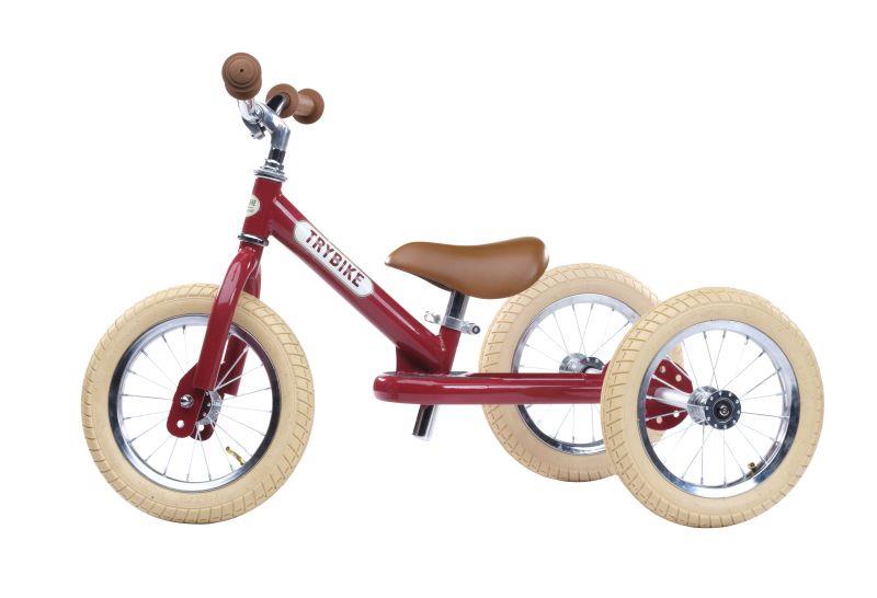 Motel Synes vinkel Trybike balancecykel i metal med 3 hjul-Vintage rød retro